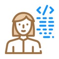 Programmer woman job color icon vector illustration Royalty Free Stock Photo