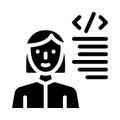 Programmer woman job glyph icon vector illustration Royalty Free Stock Photo