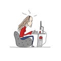 Programmer woman at work, sketch for your design Royalty Free Stock Photo