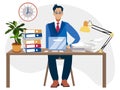 Programmer at work concept. Can use for web banner, infographics, hero images. In minimalist style. Flat isometric Royalty Free Stock Photo