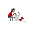 Programmer at work, sketch for your design Royalty Free Stock Photo