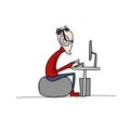 Programmer at work, sketch for your design Royalty Free Stock Photo