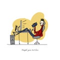 Programmer at work, sketch for your design Royalty Free Stock Photo