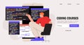 Programmer work on web development. Script coding and programming. Mobile app and computer software developing Royalty Free Stock Photo
