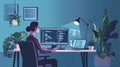 Programmer working on computer at home office. Programmer coding code on computer monitor. Programmer coding and programming. Royalty Free Stock Photo