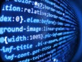 Programmer working in computer screen. Concept screen of experienced web developer. Search engine optimization for better rank. Royalty Free Stock Photo