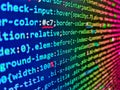 Programmer working in computer screen. Lines of code of a software with several colors. Search engine optimization for better Royalty Free Stock Photo