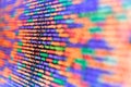 Programmer working on computer screen. Lots of digits on the computer screen. Close up of computer web page code inside of html Royalty Free Stock Photo