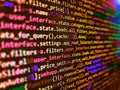 Programmer working on computer screen. Computer program preview. Programming code abstract background screen of software. Python Royalty Free Stock Photo