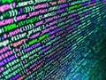 Programmer working on computer screen. Screen of web developing javascript code. Web or application development, business and Royalty Free Stock Photo