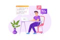 Programmer working concept in flat style with people scene
