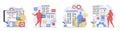 Programmer working concept set in flat design for web. Collection with people programming at different computer