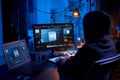 programmer working with 3d graphics on computer Royalty Free Stock Photo