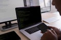 Programmer working Developing programming technologies Web Design Online Technology Royalty Free Stock Photo