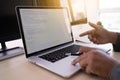 Programmer working Developing programming technologies Web Design Online Technology Royalty Free Stock Photo
