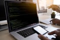 Programmer working Developing programming technologies Web Design Online Technology Royalty Free Stock Photo