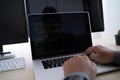 Programmer working Developing programming technologies Web Design Online Technology Royalty Free Stock Photo