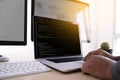 Programmer working Developing programming technologies Web Design Online Technology Royalty Free Stock Photo