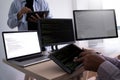 Programmer working Developing programming technologies Web Design Online Technology Royalty Free Stock Photo