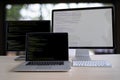 Programmer working Developing programming technologies Web Design Online Technology Royalty Free Stock Photo