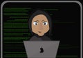 Programmer working on front of his laptop.Abstract Technology Background. Hacker concept. Vector Illustration.