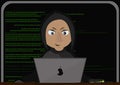 Programmer working on front of his laptop.Abstract Technology Background. Hacker concept. Vector Illustration.