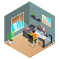 Programmer working at home.