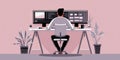 Programmer working from home using dual monitor setup coding and designing user interface Royalty Free Stock Photo