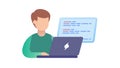Programmer Working on Laptop with Code, vector design Generative AI Royalty Free Stock Photo