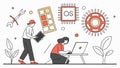 Programmer working on laptop, coding and development illustration vector design Generative AI Royalty Free Stock Photo