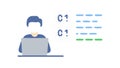 Programmer Working on Laptop Icon, Coding and Software Development, vector design Generative AI Royalty Free Stock Photo