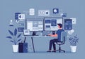programmer working on multiple computer screens Royalty Free Stock Photo