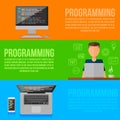 Programmer working place . Vector programmer gadgets Royalty Free Stock Photo