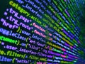 Programmer working in a software develop company office. Developer working on program codes. Script procedure creating. Abstract Royalty Free Stock Photo