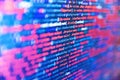 Programmer workplace. Data encryption security code on a computer display. Programmer Typing New Lines of HTML Code. Web server Royalty Free Stock Photo