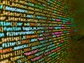 Programmer workplace. Web programming and bracket technology background. Future technology creation process. SEO optimization. Royalty Free Stock Photo