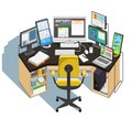 Programmer workplace on white background. Vector Royalty Free Stock Photo