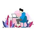 Programmer works at home at the computer. Remote work in the home office Royalty Free Stock Photo