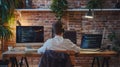 The programmer at workstation. AI generated Royalty Free Stock Photo
