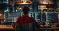 The programmer at workstation. AI generated Royalty Free Stock Photo
