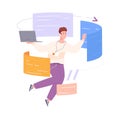 Programmer write software. Development code program, technology programming languages, system bug, professional work Royalty Free Stock Photo