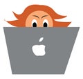 Programmer with MacBook vector or color illustration