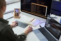 Programmer writing security codes on computer Royalty Free Stock Photo