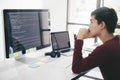 Programmers and developer teams are coding and developing software. Royalty Free Stock Photo