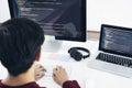 Programmers and developer teams are coding and developing software