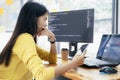 Programmers and developer teams are coding and developing software. Royalty Free Stock Photo