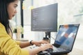 Programmers and developer teams are coding and developing software. Royalty Free Stock Photo
