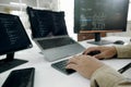 Programmers and developer teams are coding and developing software Royalty Free Stock Photo