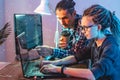 Programmers are developing software by working with software code together. Team work Royalty Free Stock Photo