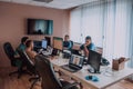 Programmers engrossed in deep collaboration, diligently working together to solve complex problems and develop Royalty Free Stock Photo